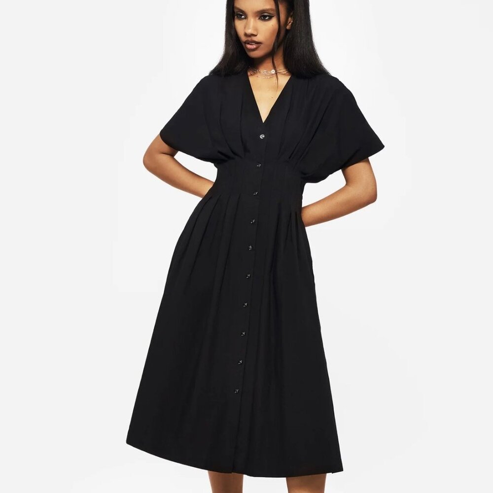 NWT Disturbia Women's Finis Cotton Button Up Shirt Dress US 6 Black Gothic Vibe